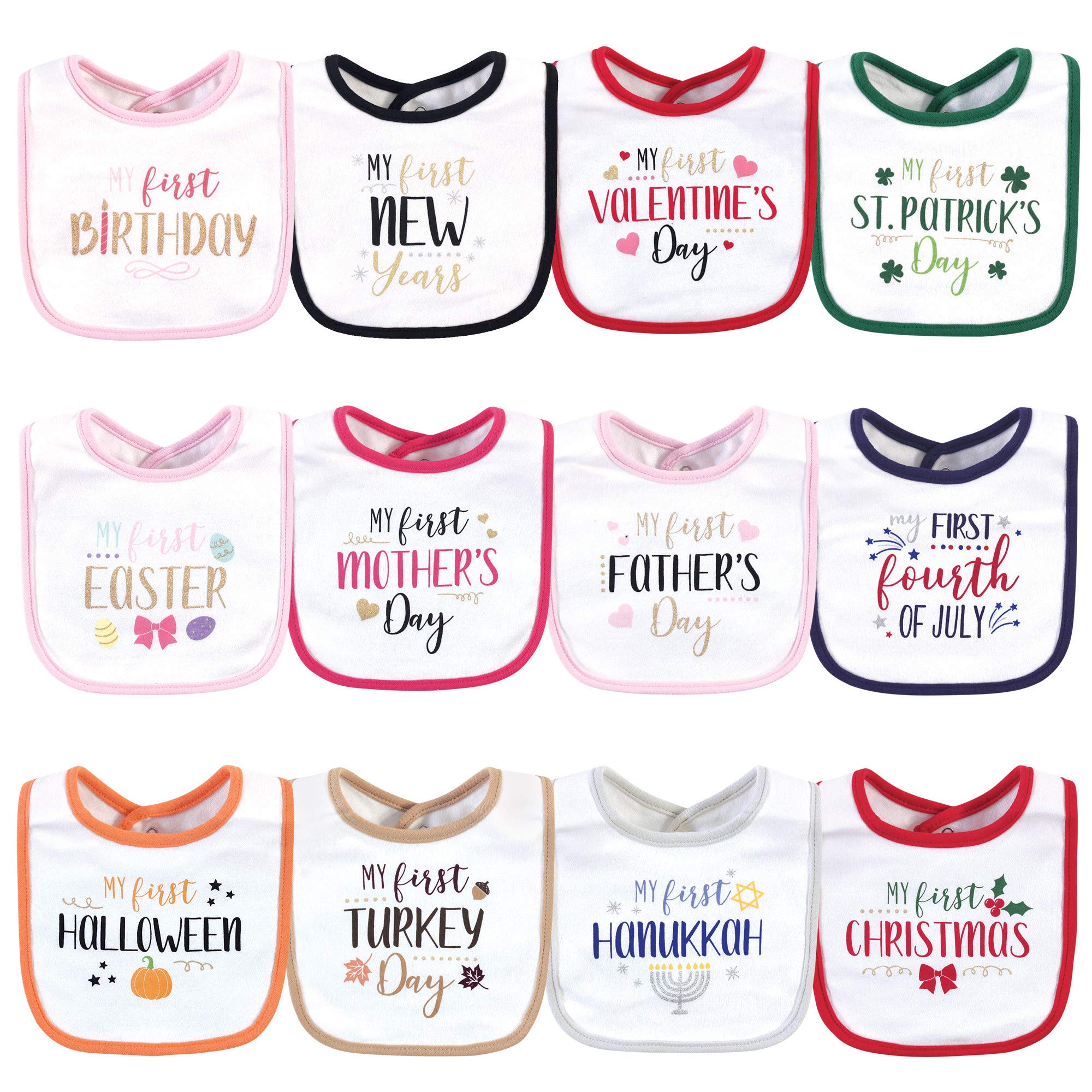 Little Treasure Unisex Baby Cotton Bibs, Holiday Fancy Girl, One Size